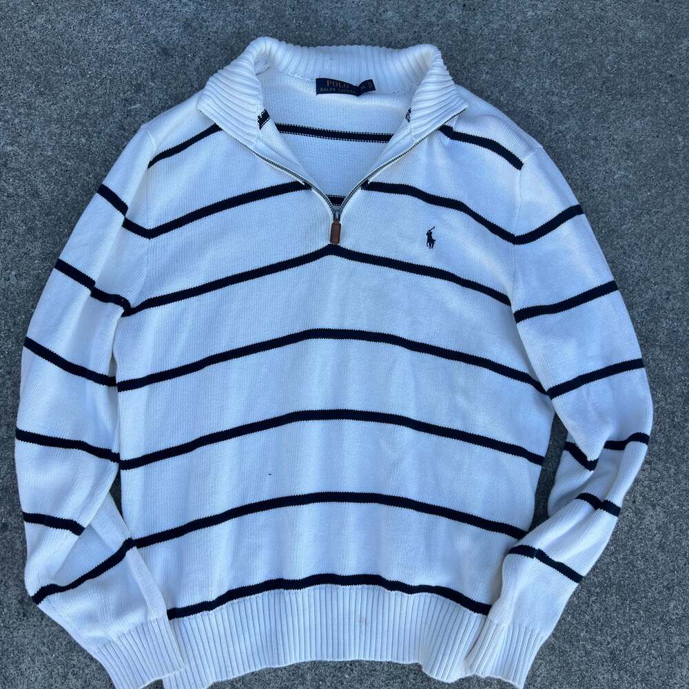 Polo Ralph Lauren Striped 1/4 Zip Knit Sweater
